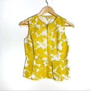 Gap peplum top women size 0 marbled denim cotton sleeveless White Yellow